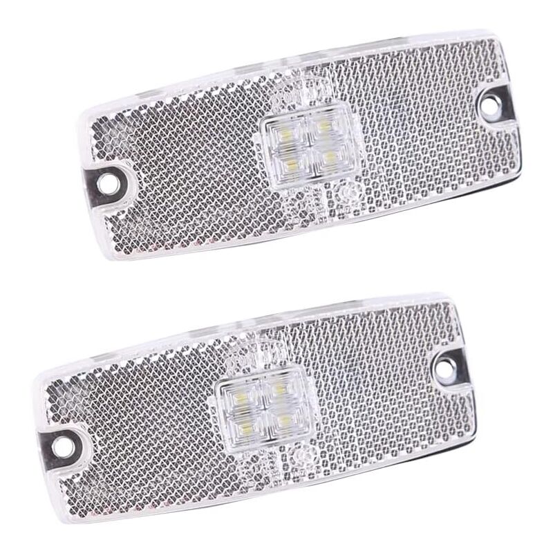 2 x Feux de Gabarit LED Blanc Feux de Position Latéral Position Avant de Camion Lampes Indicateurs avec Réflecteur pour Remorque Van Caravane un
