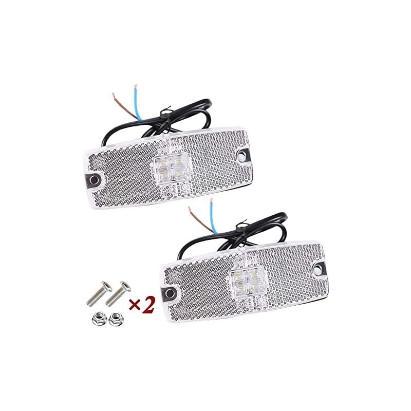 2 x feux de position avant blancs de remorque, feux de position latéraux,LED lampes lumineuses contour feux de dégagement avec réflecteur pour