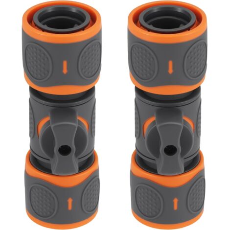 2 x Garden Hose Connector 1/2 Inch (12 mm) Hose Coupling with Regulating Valve Water Stop Garden Hose Coupling Garden Hose Quick Couplings with Shut-off Valve