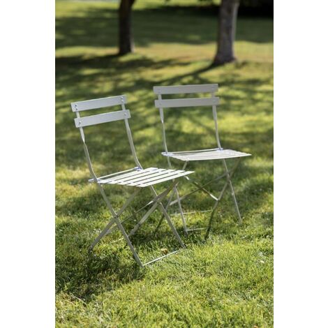 2 x Garden Trading Outdoor Indoor Bistro Chairs Seat Clay Steel Metal Patio