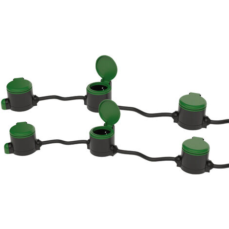 EVERFLOURISH 2 x Garten Verlängerungskabel 10 Meter mit 3 Steckdosen Stromverteiler