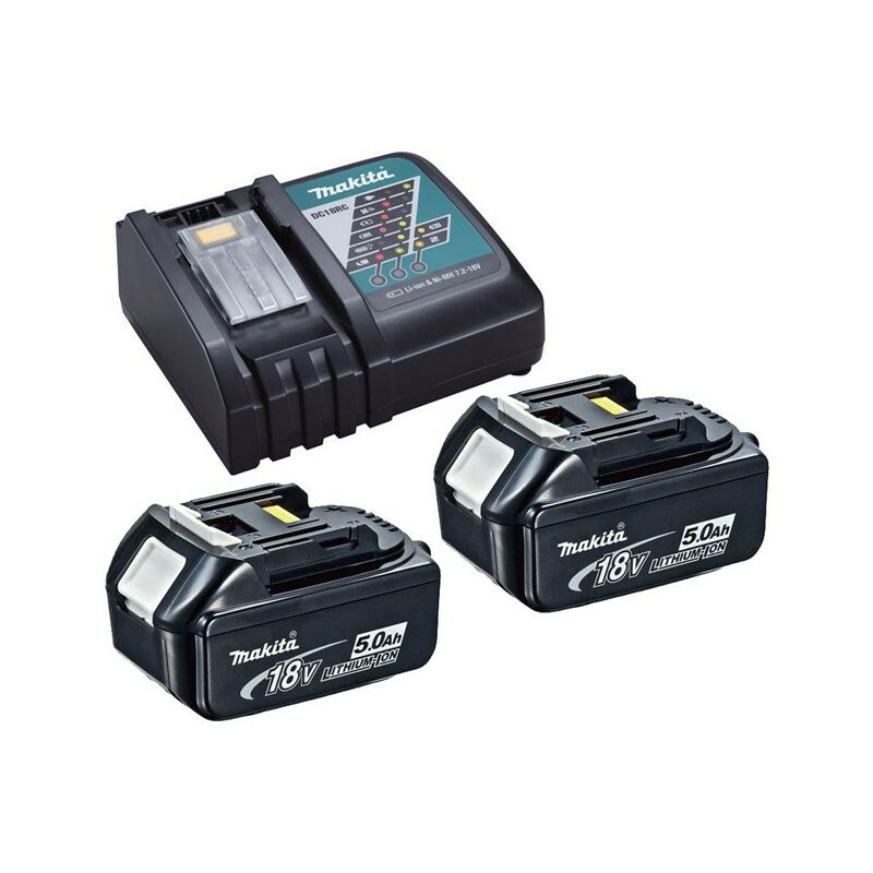 2 x Genuine 18V 5.0Ah LXT Lithium Battery BL1850 + DC18RC Fast Charger - Makita