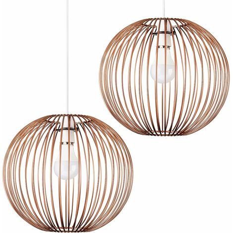 VALUELIGHTS 2 x Globe Ceiling Pendant Light Shades In Copper