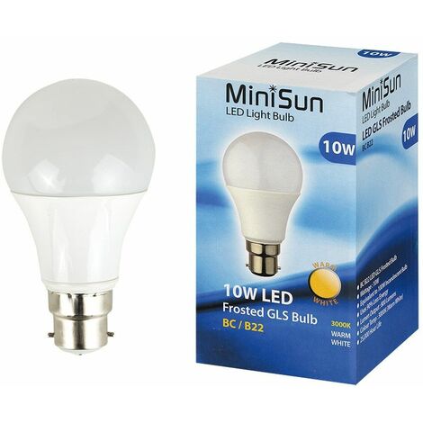 Pack of 10 6500K Cool White MiniSun Thermal Plastic 4w High Power LED BC B22 40w Replacement Frosted Opal Candle Bulbs