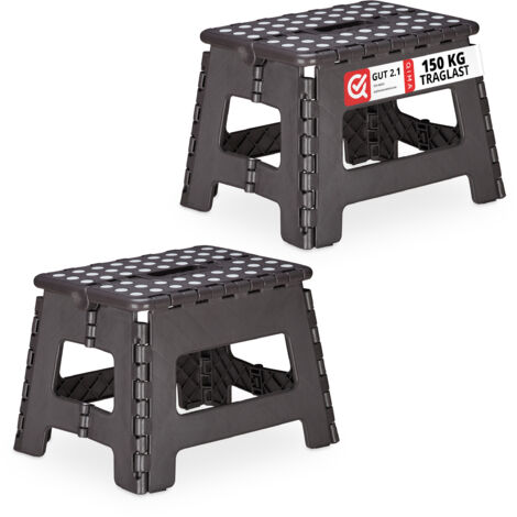 Kinder Badhocker faltbar Kunststoff Relaxdays Klapphocker M 22cm hoch Reise Tritthocker bis 120 kg grau tragbar