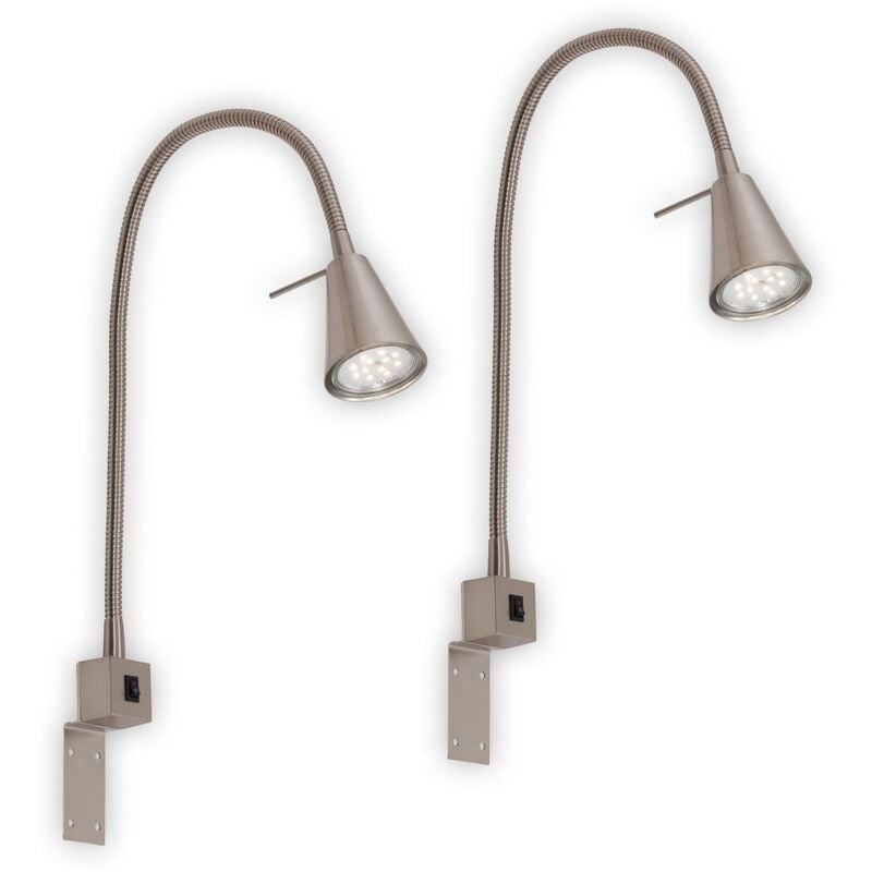 2 x led Applique flexible avec interrupteur GU10 5W 400lm Matt Nickel