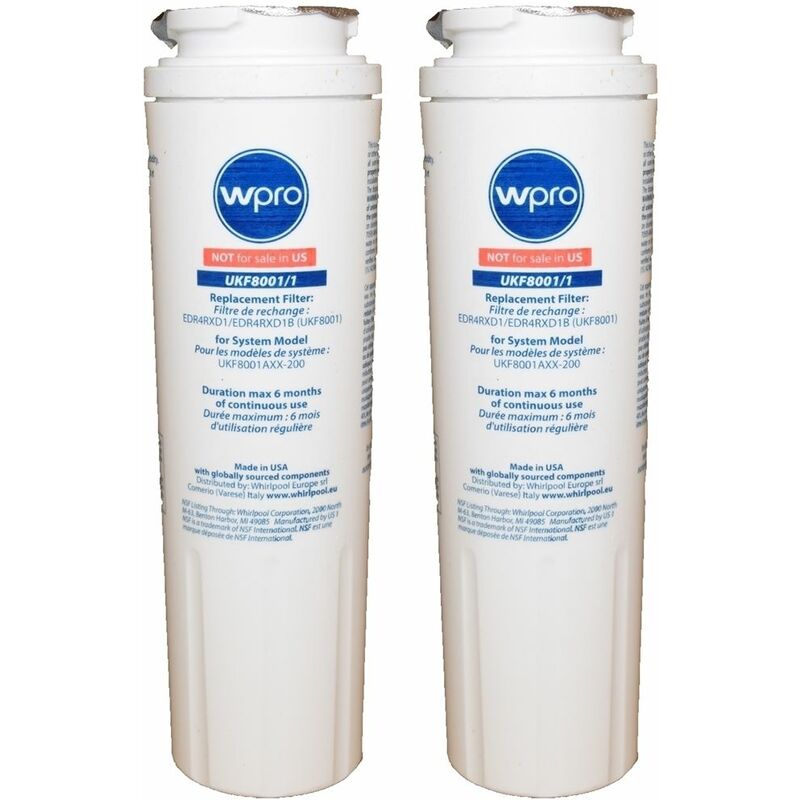 Wpro - 2 x Maytag AC2228HEKB and AS2628HEKB Fridge Water Filter Replacement UKF8001/1