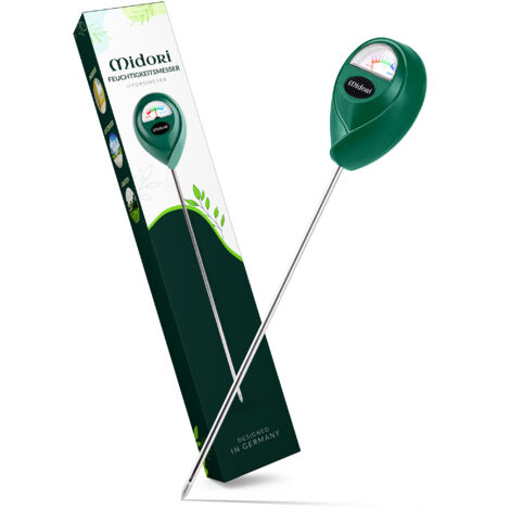 2 x Midori Boden-Feuchtigkeitsmesser Messgerät Hydrometer Pflanzen Grün 31,2 cm Sonde