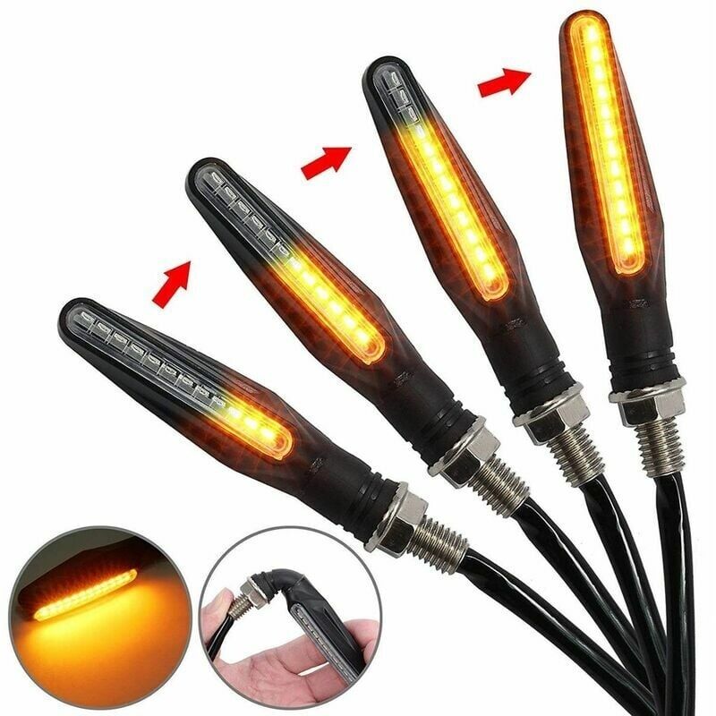 2 x Moto Clignotants LED Feux Indicateur Gauche + Droite 11x2.5cm