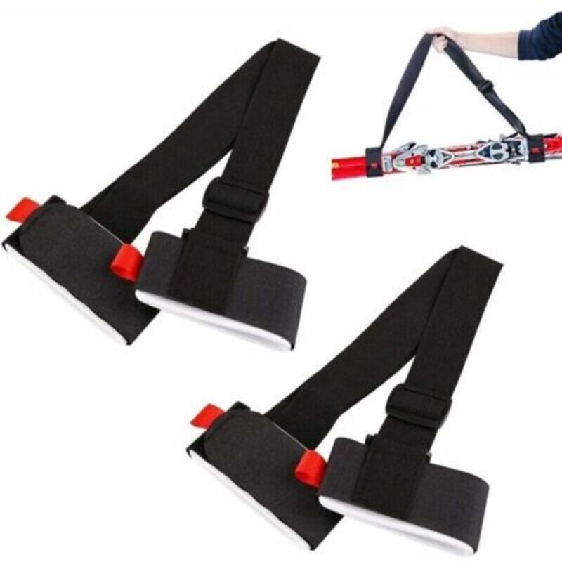 2 x Noir Sangle Porte-Ski Sangles Réglables pour Poignets de Ski avec Boucle de Sangle de Ruban Rembourrée pour Enfants et Adultes,de