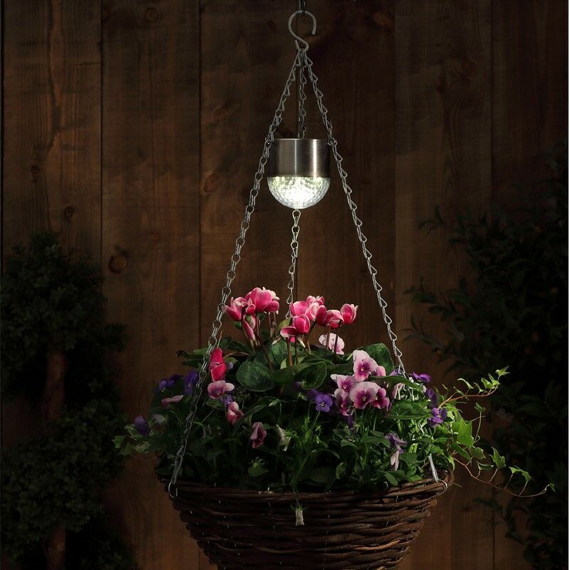 2 x Solar Hanging Basket Lights Flower Planter Garden Spot Light 6619001 - Noma