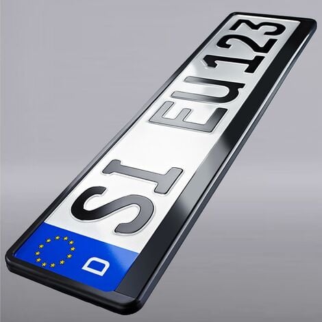 2 x Black Brillant schwarz HOCHGLANZ EU Kennzeichenhalter  Nummernschildhalter KFZ PKW