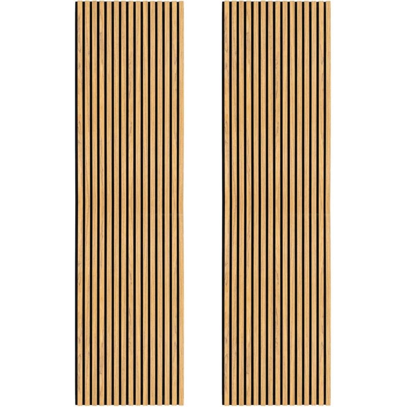 Monster Shop - 2 x Panneaux Lattes Acoustiques Murales Chêne Luxe 3D Placage Bois Moderne Décoratif Mur Ou Plafond 2400mm x 600mm Dessous En Feutre
