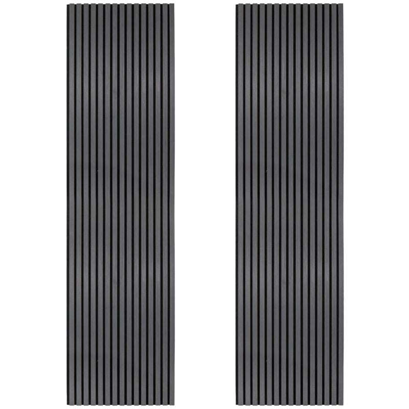 Monster Shop - 2 x Panneaux Lattes Acoustiques Murales Gris Anthracite Luxe 3D Placage Bois Moderne Décoratif Mur Ou Plafond 2400mm x 600mm Dessous