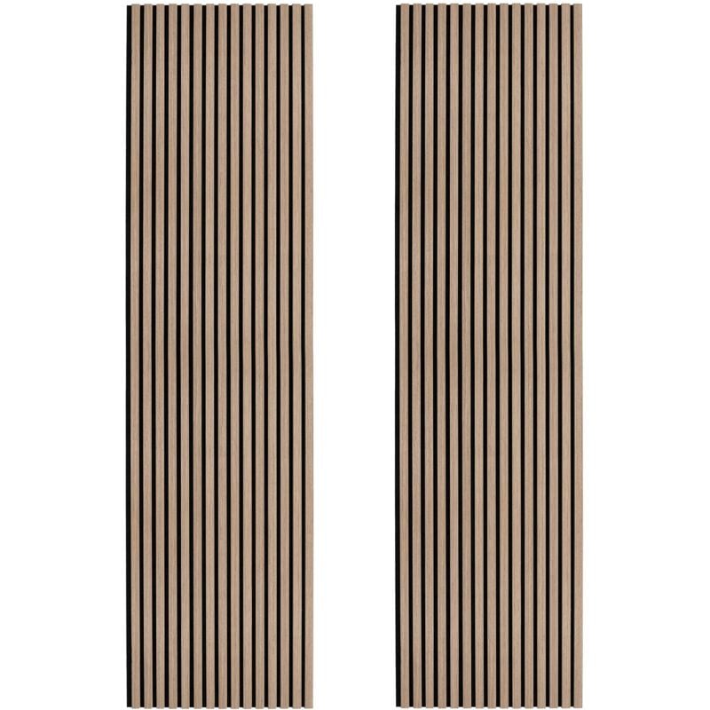 Monster Shop - 2 x Panneaux Lattes Acoustiques Muraux Noyer Clair Luxe 3D Placage Bois Moderne Décoratif Mur Ou Plafond 2400mm x 600mm Dessous En