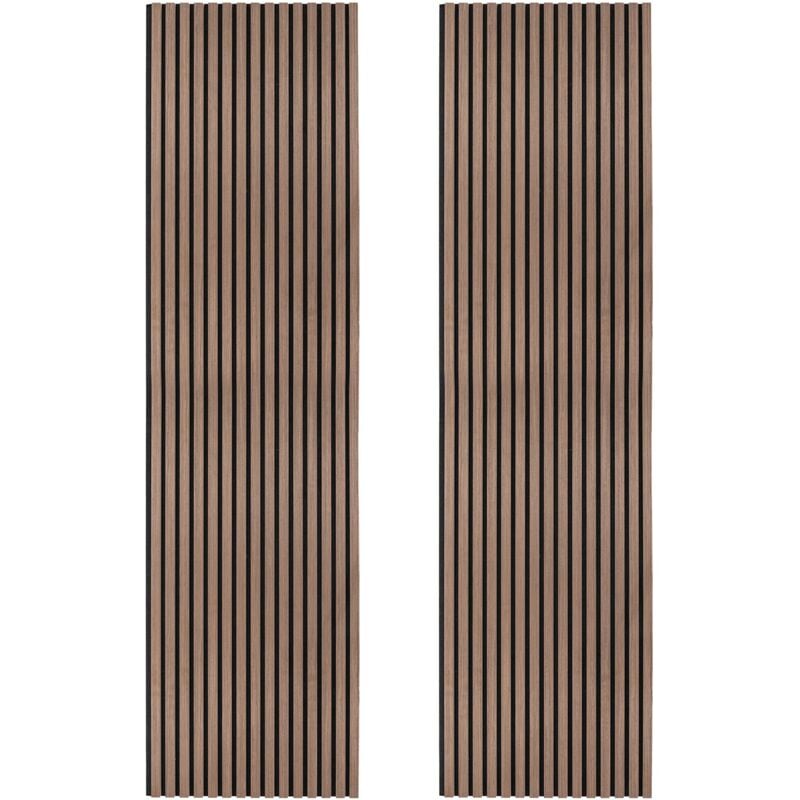 Monster Shop - 2 x Panneaux Lattes Acoustiques Muraux Noyer Foncé Luxe 3D Placage Bois Moderne Décoratif Mur Ou Plafond 2400mm x 600mm Dessous En