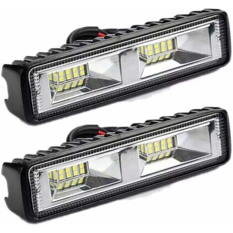 2 x phare de travail LED 12V 24V Feu de Travail 16 LED 48W, Lumières de travail hors route profondeur étanche IP67 pour tracteur de moto voiture camions ATV SUV (48W)