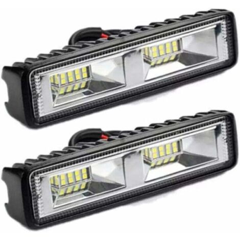 2 x phare de travail LED 12V 24V Feu de Travail 16 LED 48W, Lumières de travail hors route profondeur étanche IP67 pour tracteur de moto voiture camions ATV SUV (48W)
