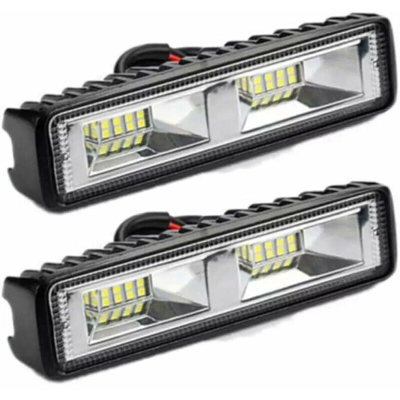 2 x phare de travail LED 12V 24V Feu de Travail 16 LED 48W, Lumières de travail hors route profondeur étanche IP67 pour tracteur de moto voiture