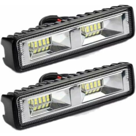 2 x phare de travail LED 12V 24V Feu de Travail 16 LED 48W, Lumires de travail hors route profondeur tanche IP67 pour tracteur de moto voiture camions ATV SUV (48W)