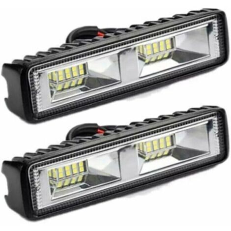 2 x phare de travail LED 12V 24V Feu de Travail 16 LED 48W, Lumires de travail hors route profondeur tanche IP67 pour tracteur de moto voiture camions ATV SUV (48W)