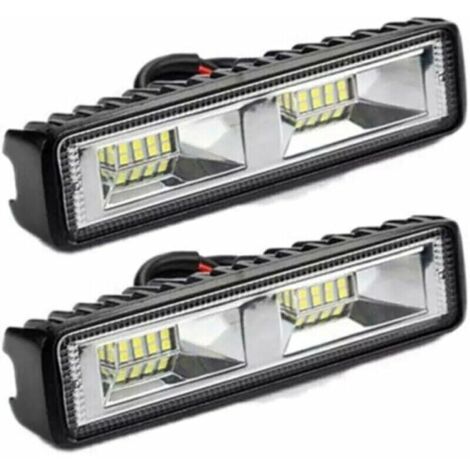 2 x phare de travail LED 12V 24V Feu de Travail 16 LED 48W, Lumires de travail hors route profondeur tanche IP67 pour tracteur de moto voiture camions ATV SUV (48W)