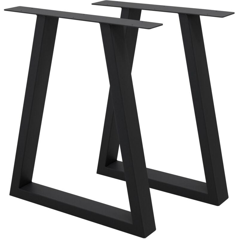Ecd Germany - Set 2 Pieds de Table - 60 x 72 cm - Trapèze - Noir - en Acier Revêtu de Poudre - Pied de Meuble Banc - Support Profil Trapèze - Design