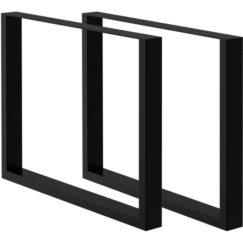 Ecd Germany - Set 2 Pieds de Table - 90 x 72 cm - Rectangulaire - Noir - en Acier Revêtu de Poudre - Pied de Meuble Banc - Support Profil Carré