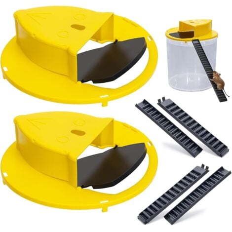 LARGEIGHT 2 x pièges à rats vivants en plastique pour attraper plusieurs souris simultanément, piège à souris pour une utilisation intérieure et extérieure, adapté aux fûts de 5 gallons