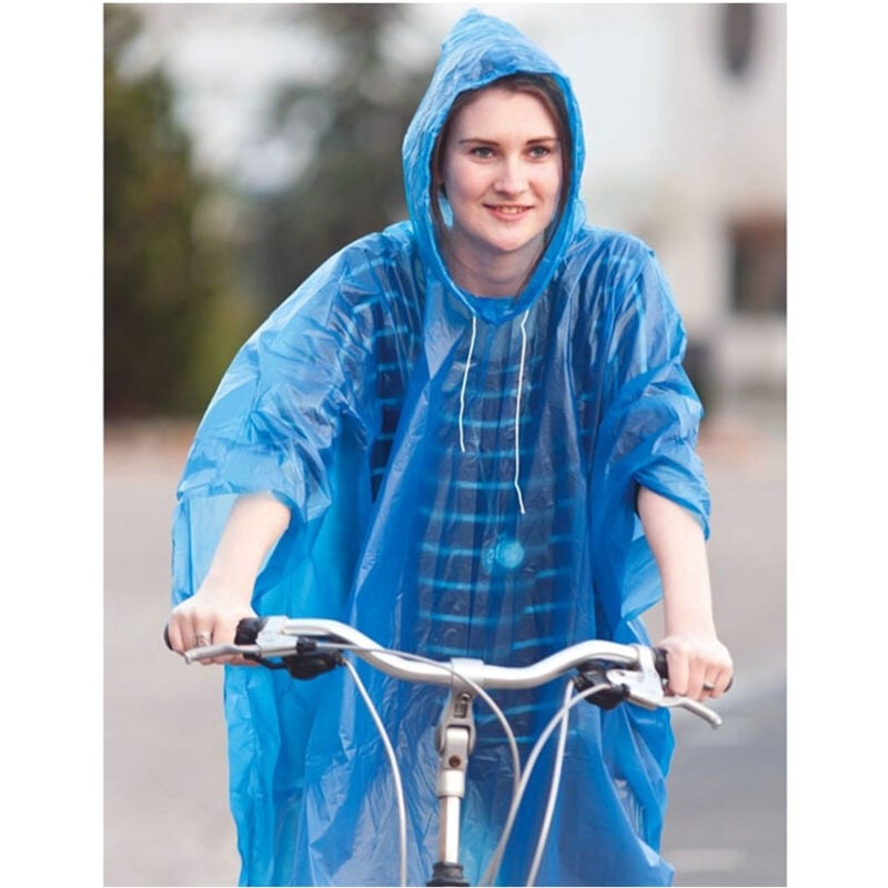 Image of Trade Shop Traesio - 2 x Poncho Impermeabile Mantello Universale Con Cappuccio Mantella Pioggia Vento -