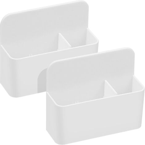 2 x Portaoggetti magnetico, portapenne magnetico per lavagna bianca con scomparti per frigorifero, lavagna bianca, armadietto (bianco)