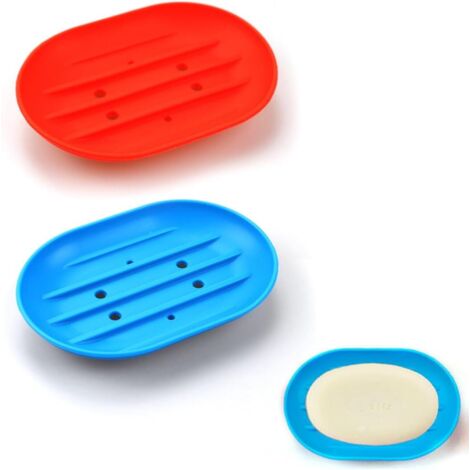 2 x porte-savon antidérapants pour la douche, la salle de bain, la cuisine, porte-savon pour garder le savon sec et propre (rouge bleu)