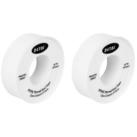 2 x PTFE Teflon Threaded Sealing Tape Adhesive Plumbers Water Tight 12m x 12mm