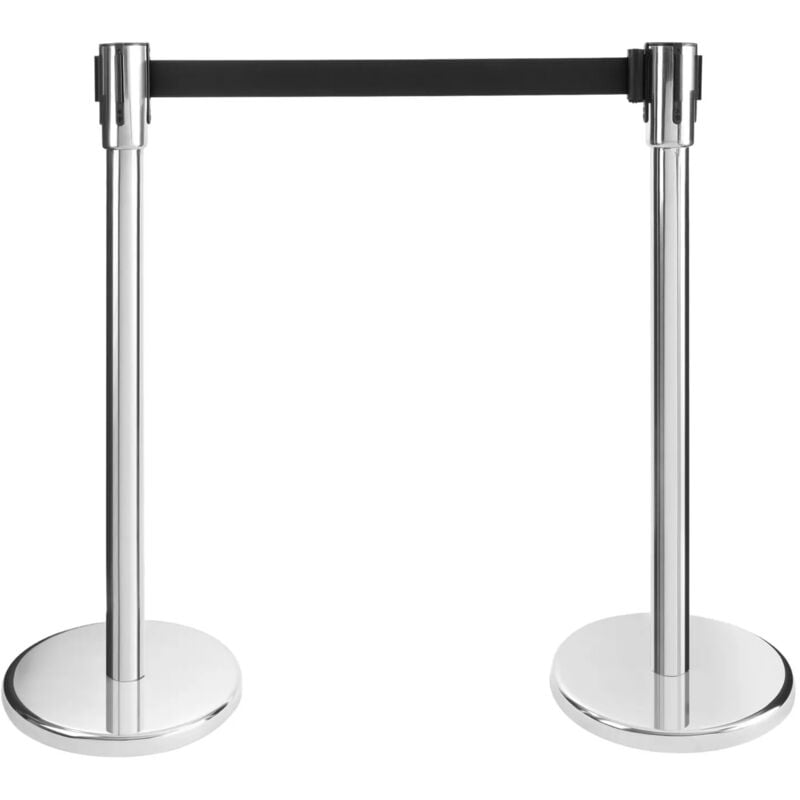 2 x People Guiding System Demarcation Retractable Stand Barrier - Arebos