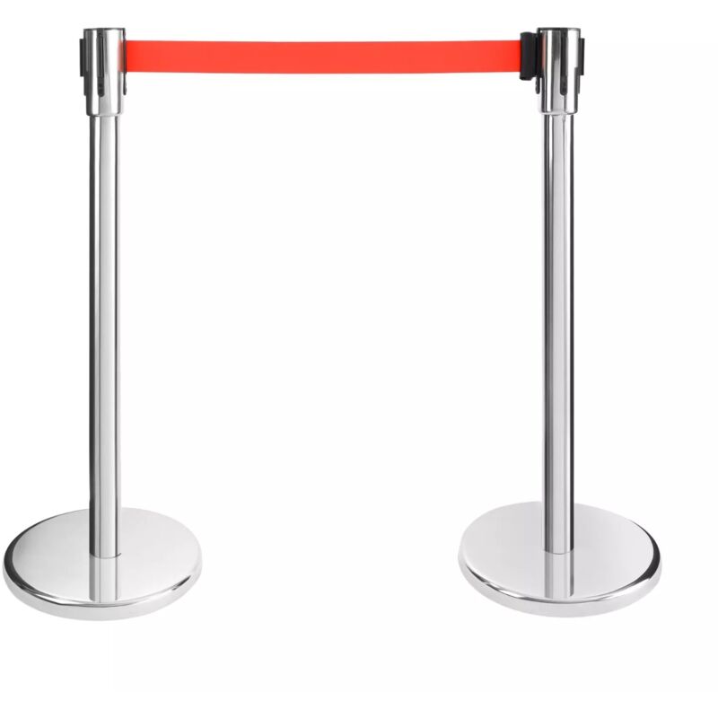 Arebos 2 x Queue Way Crowd Control Barriers Retractable Barrier Crowd Barriers + Belt