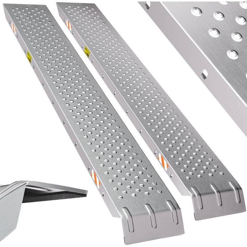 Monzana® Lot de 2 rampes de chargement en acier galvanisé 160 cm charge max. 200 kg par rampe surface antidérapante