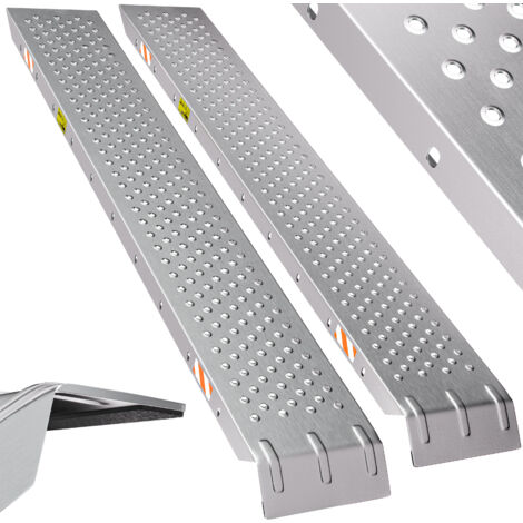 DEUBA 2x Rampes de chargement 150cm Charge jusqu´à 400 kg Rails d'accès en acier Surface perforée antidérapante