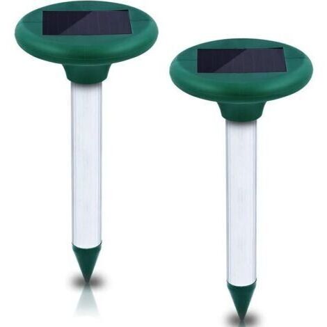 2 x Répulsif Solaire Contre Les Taupes,Solaire Souris Repeller,Repulsif Solaire Serpent,Répulsif Taupe Solaire à Ultrason,Chasse Taupe Solaire Intelligen,pour Pelouse, Jardin,Parasites, Rongeurs Vert