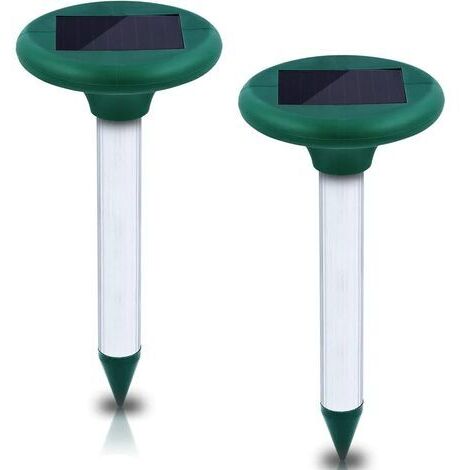 2 x Répulsif Solaire Contre Les Taupes,Solaire Souris Repeller,Repulsif Solaire Serpent,Répulsif Taupe Solaire à Ultrason,Chasse Taupe Solaire Intelligen,pour Pelouse, Jardin,Parasites, Rongeurs Vertd