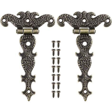 2 x Retro Bronze Scharniere Möbel Zinklegierung Scharnier mit Schrauben für Schmuckschatullen Türen Schränke