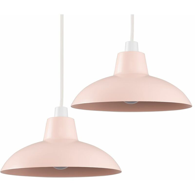 Minisun - 2 x - Pink Metal Easy Fit Ceiling Pendant Light Shades