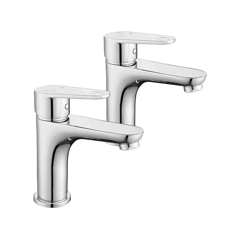 Aihom - 2 x Robinets Salle de Bain Chromé Mitigeur de Lavabo pour Salle de Bain Robinet Lavabo en Acier Inox Robinetterie pour Eau Chaude Eau Froide