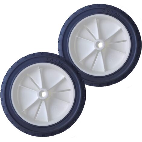 2 x Roue de tondeuse, Caoutchouc, Diamètre 170mm, Alésage 12,8mm, Pour jardin