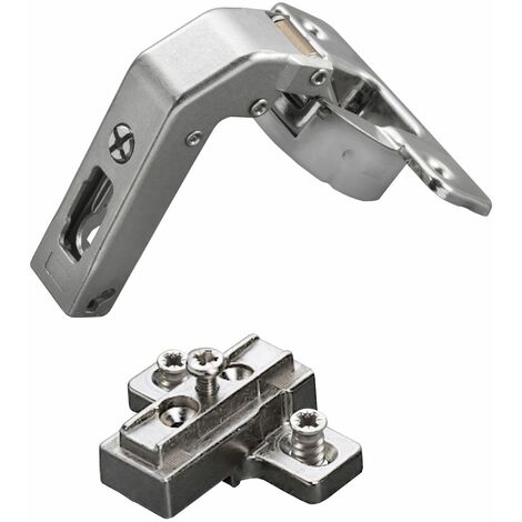 2 x Salice Stollenscharnier Serie 700 mit Dämpfungssystem im Topf 110° Bohrbild T45 inkl. Kreuz-Montageplatte Höhe 9 mm mit Euroschrauben und Langlochverstellung Möbelscharnier von SOTECH