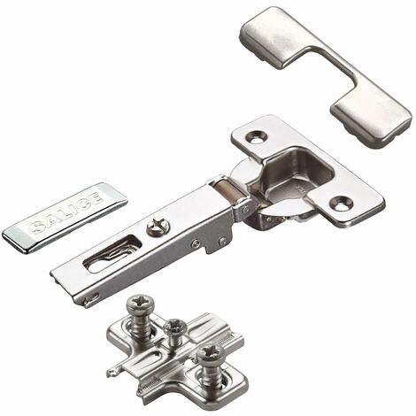 2 x Salice Topfband 110° Serie 200 Bohrbild T45 Eckanschlag inkl. Kreuz-Montageplatte Höhe 6 mm mit vormontierten Euroschrauben, Langlochverstellung und Abdeckkappenset Schrankscharnier von SOTECH