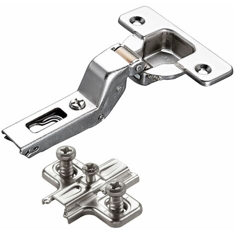 2 x Salice Topfband 110° Serie 200 Bohrbild T45 Innenanschlag inkl. Kreuz-Montageplatte Höhe 3 mm mit vormontierten Euroschrauben und Langlochverstellung Topfscharnier von SOTECH