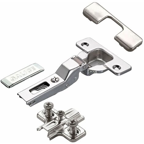 2 x Salice Topfband 110° Serie 200 Bohrbild T45 Mittelanschlag inkl. Kreuz-Montageplatte Höhe 3 mm mit vormontierten Euroschrauben, Langlochverstellung und Abdeckkappenset Möbelscharnier von SOTECH