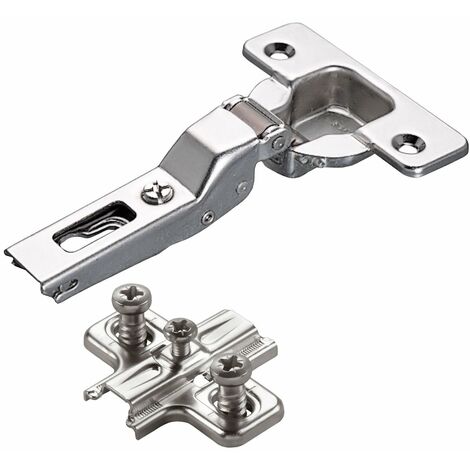 2 x Salice Topfband 110° Serie 200 Bohrbild T45 Mittelanschlag inkl. Kreuz-Montageplatte Höhe 3 mm mit vormontierten Euroschrauben und Langlochverstellung Möbelscharnier von SOTECH