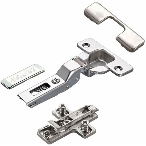 2 x Salice Topfband 110° Serie 200 Bohrbild T45 Mittelanschlag inkl. Kreuz-Montageplatte Höhe 6 mm mit vormontierten Euroschrauben, Exzenterverstellung und Abdeckkappenset Möbelscharnier von SOTECH