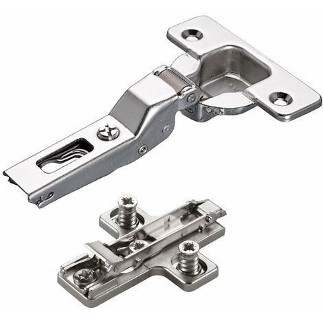 2 x Salice Topfband 110° Serie 200 Bohrbild T45 Mittelanschlag inkl. Kreuz-Montageplatte Höhe 6 mm mit vormontierten Euroschrauben und Exzenterverstellung Möbelscharnier von SOTECH